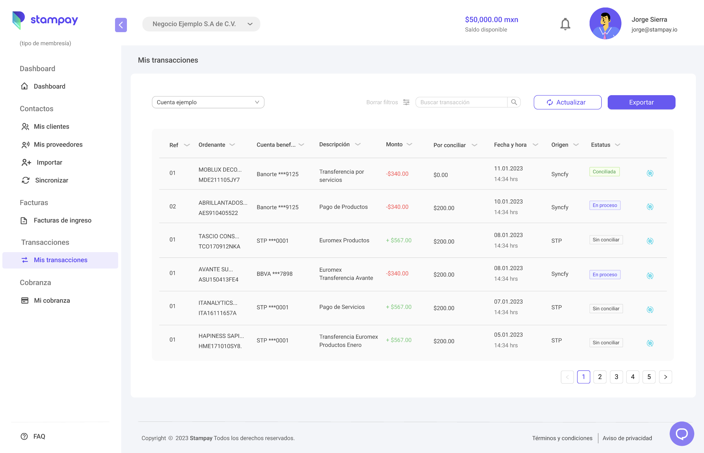 Stampay Conciliation — Detail view